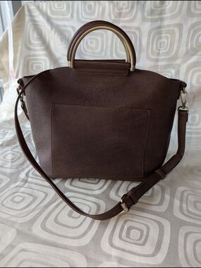 Antik Kraft Brown Structured Top-Handle Shoulder Bag With  Removable Pouch